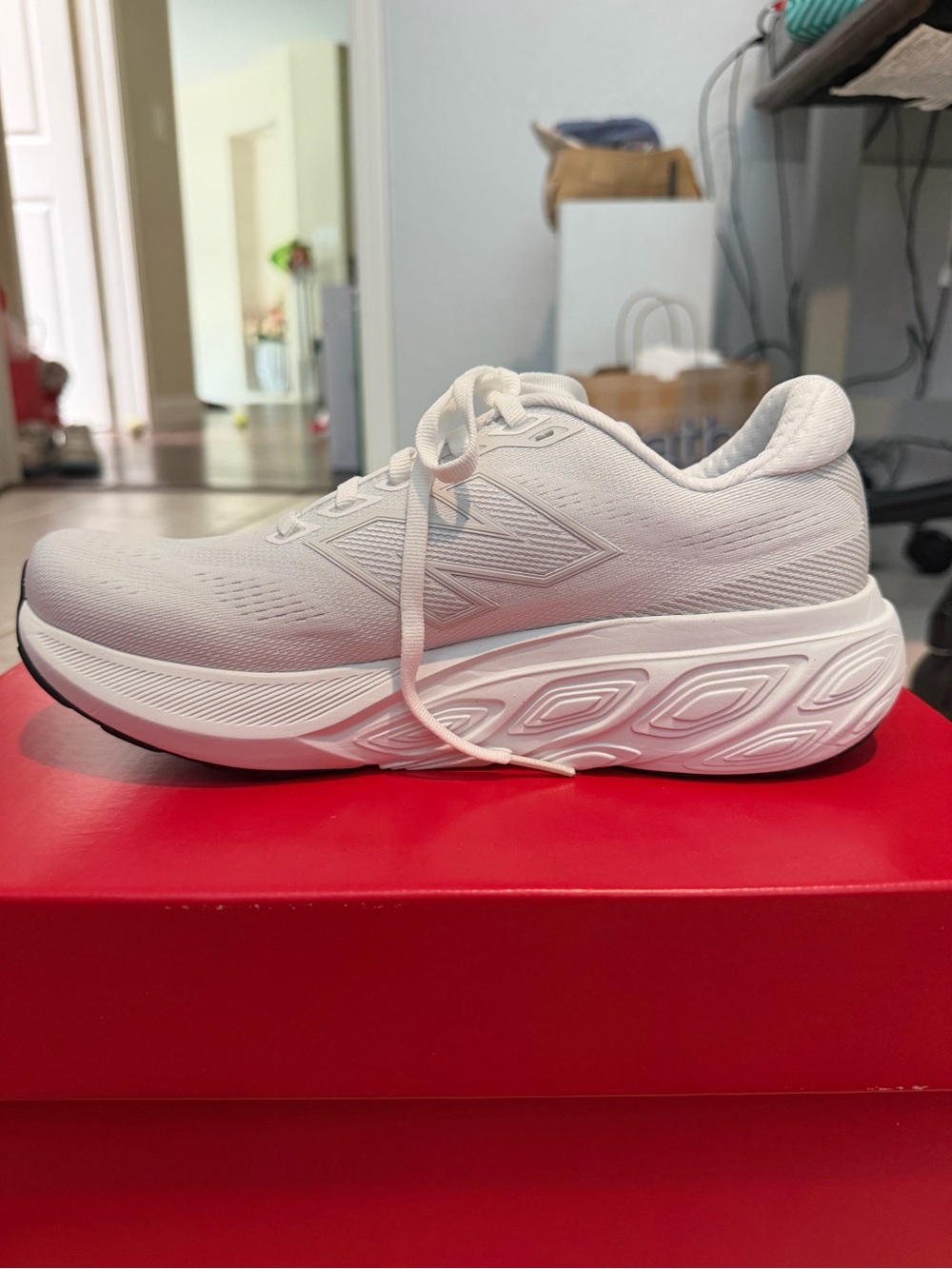 New Balance Women’s All-White Cushioned Trainer